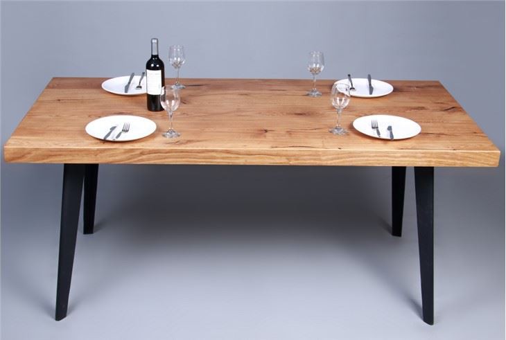 Oak Wood Leather Dining Table