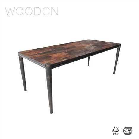 Old Elm Wood Veneer Restaurant Table