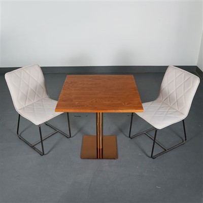 Square wooden dining table