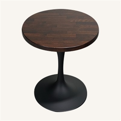 Round natural wood side table