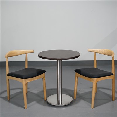 Small round solid wood dining table