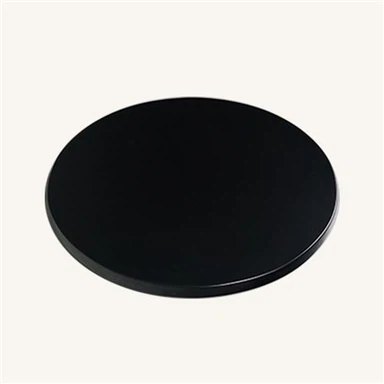 Black and wood round coffee table