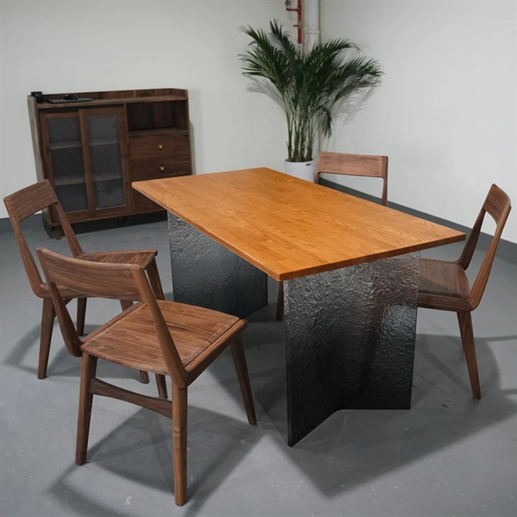 Natural solid wood dining table